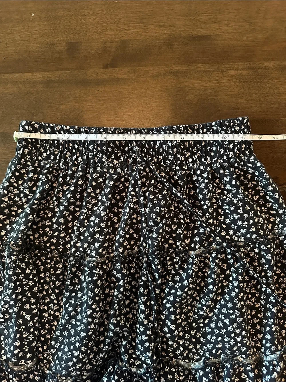Japna Black Floral Tiered Skater Skirt Size M